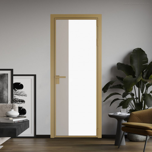 Межкомнатная дверь ProfilDoors 7 AG стекло Монохром белый просветленный триплекс цвет профиля Золото вставка Сэнд