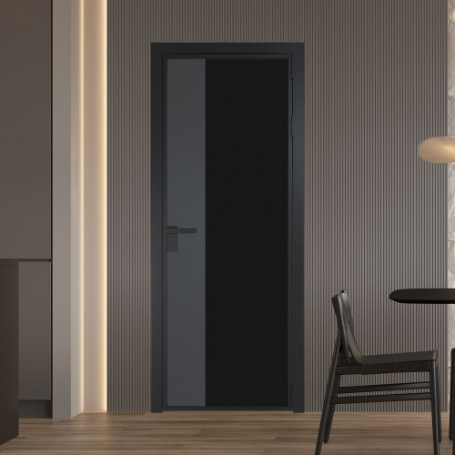Межкомнатная дверь ProfilDoors 7 AG стекло Монохром черный триплекс цвет профиля Черный матовый вставка Графит