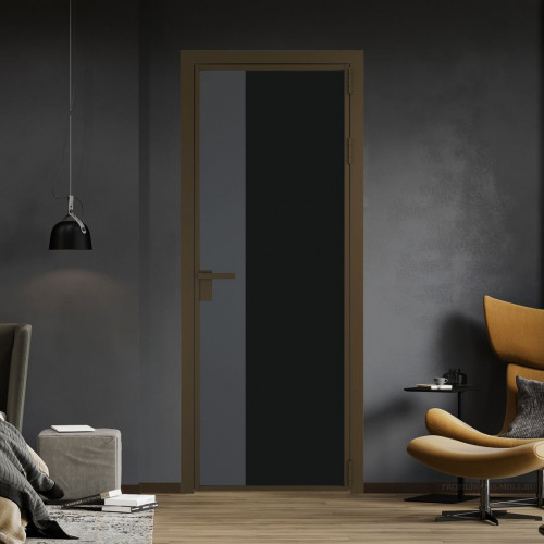 Межкомнатная дверь ProfilDoors 7 AG стекло Монохром черный триплекс цвет профиля Деорэ вставка Графит