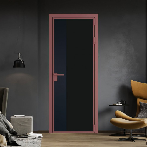 Межкомнатная дверь ProfilDoors 7 AG стекло Монохром черный триплекс цвет профиля Красный антрацит вставка Нэви Блу