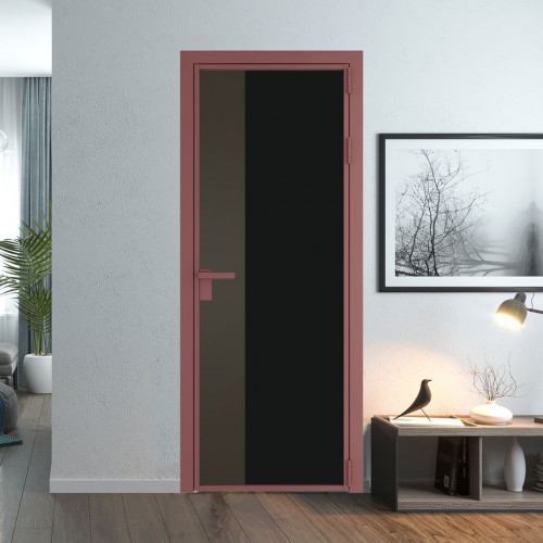 Межкомнатная дверь ProfilDoors 7 AG стекло Монохром черный триплекс цвет профиля Красный антрацит вставка Перламутр бронза