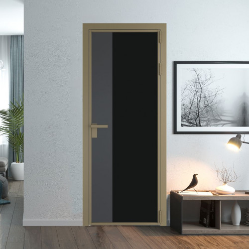 Межкомнатная дверь ProfilDoors 7 AG стекло Монохром черный триплекс цвет профиля Шампань вставка Графит
