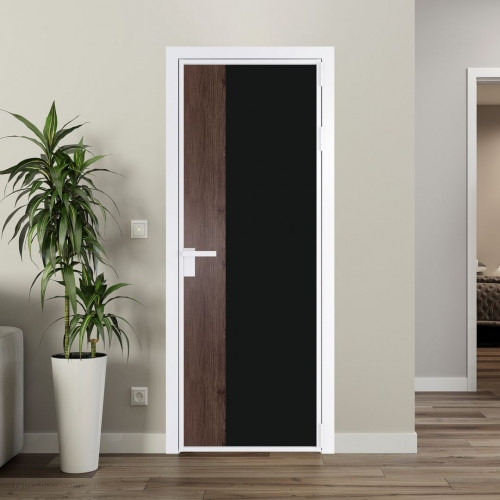 Межкомнатная дверь ProfilDoors 7 AG стекло Монохром черный триплекс цвет профиля Вайт вставка Дуб Тобакко