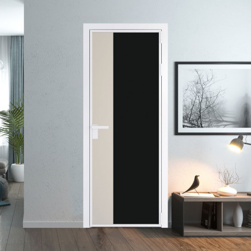 Межкомнатная дверь ProfilDoors 7 AG стекло Монохром черный триплекс цвет профиля Вайт вставка Кремовая Магнолия