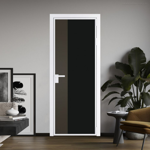 Межкомнатная дверь ProfilDoors 7 AG стекло Монохром черный триплекс цвет профиля Вайт вставка Перламутр бронза