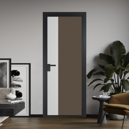 Межкомнатная дверь ProfilDoors 7 AG стекло Монохром гляссе триплекс цвет профиля Черный матовый вставка Крем Вайт