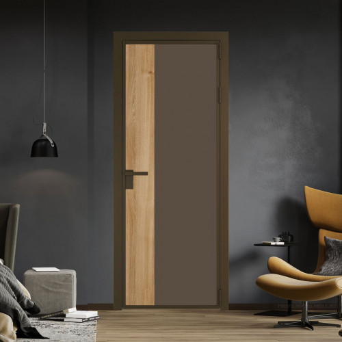 Межкомнатная дверь ProfilDoors 7 AG стекло Монохром гляссе триплекс цвет профиля Деорэ вставка Дуб Карамель