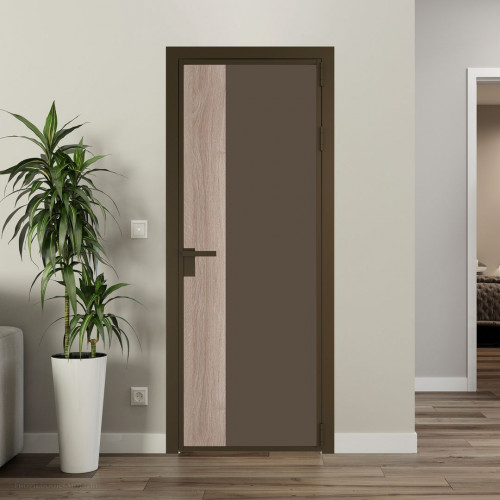 Межкомнатная дверь ProfilDoors 7 AG стекло Монохром гляссе триплекс цвет профиля Деорэ вставка Дуб Сонома