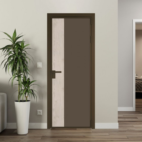 Межкомнатная дверь ProfilDoors 7 AG стекло Монохром гляссе триплекс цвет профиля Деорэ вставка Каштан светлый