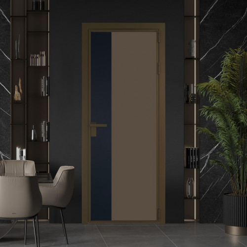 Межкомнатная дверь ProfilDoors 7 AG стекло Монохром гляссе триплекс цвет профиля Деорэ вставка Нэви Блу