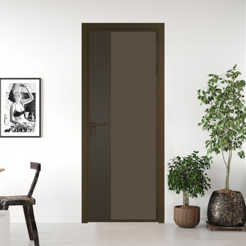 Межкомнатная дверь ProfilDoors 7 AG стекло Монохром гляссе триплекс цвет профиля Деорэ вставка Перламутр бронза