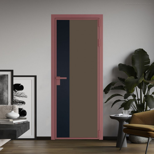 Межкомнатная дверь ProfilDoors 7 AG стекло Монохром гляссе триплекс цвет профиля Красный антрацит вставка Нэви Блу