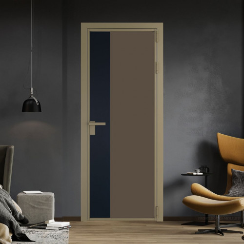 Межкомнатная дверь ProfilDoors 7 AG стекло Монохром гляссе триплекс цвет профиля Шампань вставка Нэви Блу