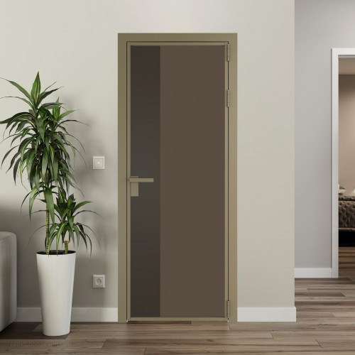 Межкомнатная дверь ProfilDoors 7 AG стекло Монохром гляссе триплекс цвет профиля Шампань вставка Перламутр бронза