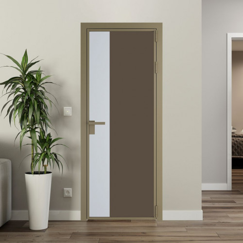 Межкомнатная дверь ProfilDoors 7 AG стекло Монохром гляссе триплекс цвет профиля Шампань вставка Вайт