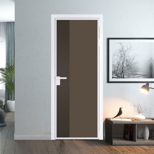 Межкомнатная дверь ProfilDoors 7 AG стекло Монохром гляссе триплекс цвет профиля Вайт вставка Перламутр бронза