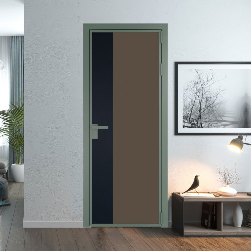 Межкомнатная дверь ProfilDoors 7 AG стекло Монохром гляссе триплекс цвет профиля Зеленый воск вставка Нэви Блу