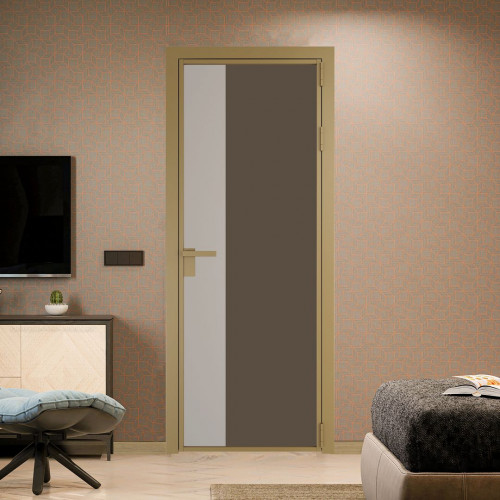 Межкомнатная дверь ProfilDoors 7 AG стекло Монохром гляссе триплекс цвет профиля Золото вставка Сэнд