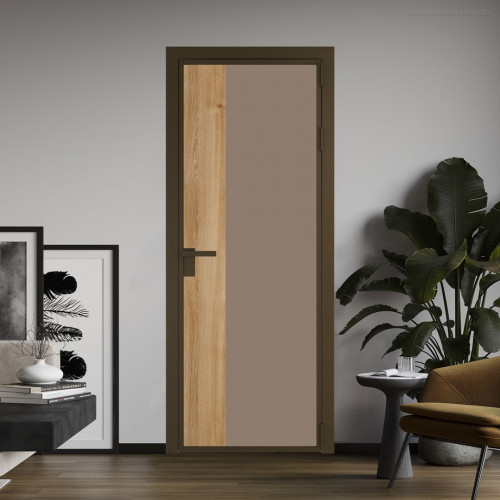 Межкомнатная дверь ProfilDoors 7 AG стекло Монохром капучино триплекс цвет профиля Деорэ вставка Дуб Карамель