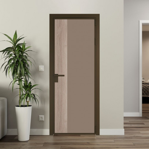 Межкомнатная дверь ProfilDoors 7 AG стекло Монохром капучино триплекс цвет профиля Деорэ вставка Дуб Сонома