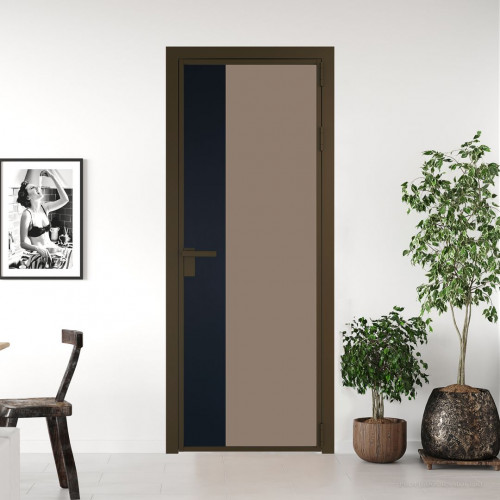 Межкомнатная дверь ProfilDoors 7 AG стекло Монохром капучино триплекс цвет профиля Деорэ вставка Нэви Блу