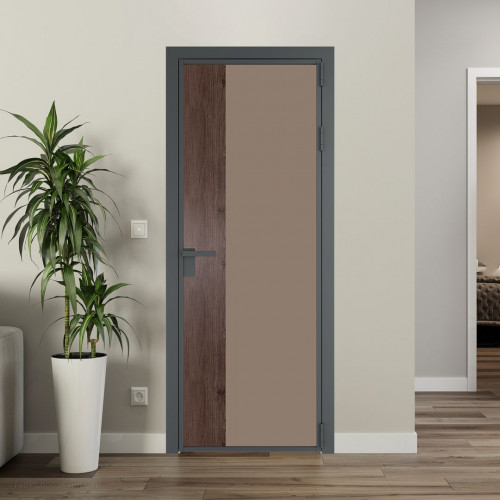Межкомнатная дверь ProfilDoors 7 AG стекло Монохром капучино триплекс цвет профиля Серая ночь вставка Дуб Тобакко