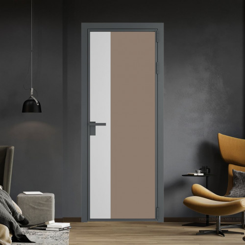 Межкомнатная дверь ProfilDoors 7 AG стекло Монохром капучино триплекс цвет профиля Серая ночь вставка Крем Вайт