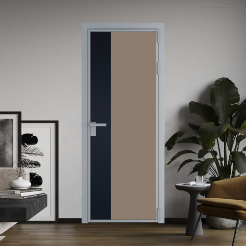 Межкомнатная дверь ProfilDoors 7 AG стекло Монохром капучино триплекс цвет профиля Серебро вставка Нэви Блу