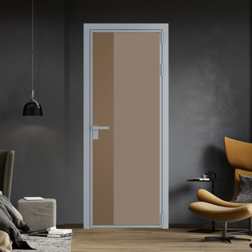 Межкомнатная дверь ProfilDoors 7 AG стекло Монохром капучино триплекс цвет профиля Серебро вставка Перламутр золото