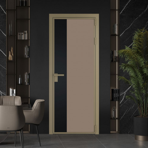Межкомнатная дверь ProfilDoors 7 AG стекло Монохром капучино триплекс цвет профиля Шампань вставка Блэк