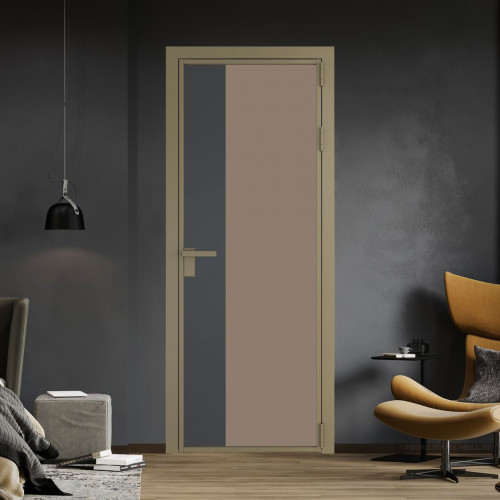 Межкомнатная дверь ProfilDoors 7 AG стекло Монохром капучино триплекс цвет профиля Шампань вставка Графит