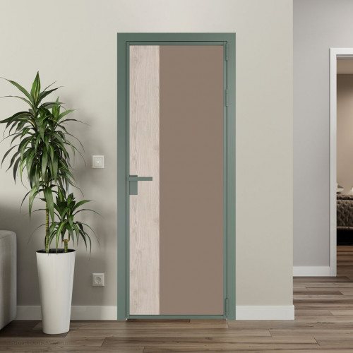 Межкомнатная дверь ProfilDoors 7 AG стекло Монохром капучино триплекс цвет профиля Зеленый воск вставка Каштан светлый
