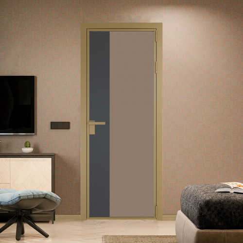 Межкомнатная дверь ProfilDoors 7 AG стекло Монохром капучино триплекс цвет профиля Золото вставка Графит
