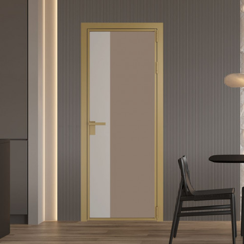 Межкомнатная дверь ProfilDoors 7 AG стекло Монохром капучино триплекс цвет профиля Золото вставка Сэнд