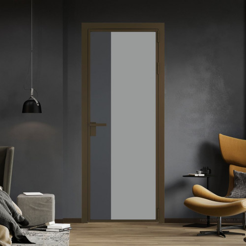 Межкомнатная дверь ProfilDoors 7 AG стекло Монохром серый триплекс цвет профиля Деорэ вставка Графит
