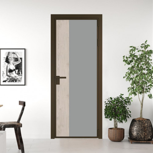 Межкомнатная дверь ProfilDoors 7 AG стекло Монохром серый триплекс цвет профиля Деорэ вставка Каштан светлый