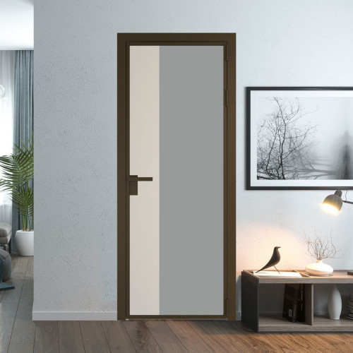 Межкомнатная дверь ProfilDoors 7 AG стекло Монохром серый триплекс цвет профиля Деорэ вставка Кремовая Магнолия