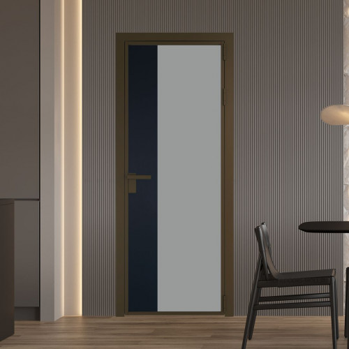 Межкомнатная дверь ProfilDoors 7 AG стекло Монохром серый триплекс цвет профиля Деорэ вставка Нэви Блу