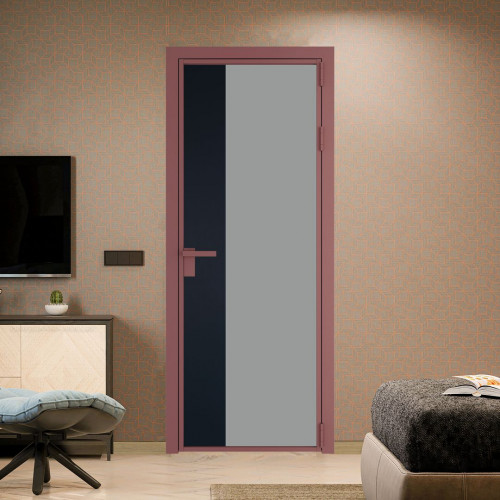Межкомнатная дверь ProfilDoors 7 AG стекло Монохром серый триплекс цвет профиля Красный антрацит вставка Нэви Блу