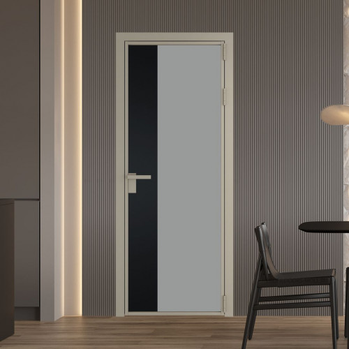 Межкомнатная дверь ProfilDoors 7 AG стекло Монохром серый триплекс цвет профиля Никель матовый вставка Блэк