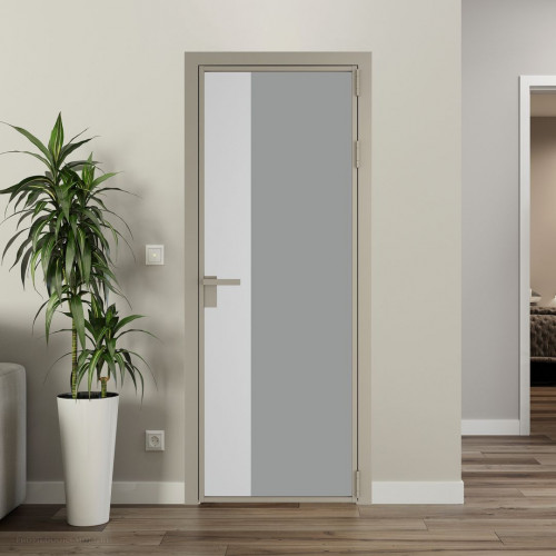 Межкомнатная дверь ProfilDoors 7 AG стекло Монохром серый триплекс цвет профиля Никель матовый вставка Крем Вайт