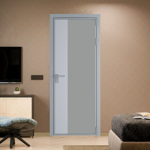 Межкомнатная дверь ProfilDoors 7 AG стекло Монохром серый триплекс цвет профиля Серебро вставка Лайт Грей