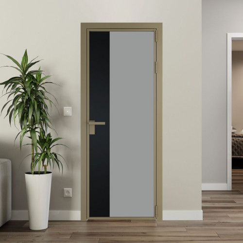 Межкомнатная дверь ProfilDoors 7 AG стекло Монохром серый триплекс цвет профиля Шампань вставка Блэк