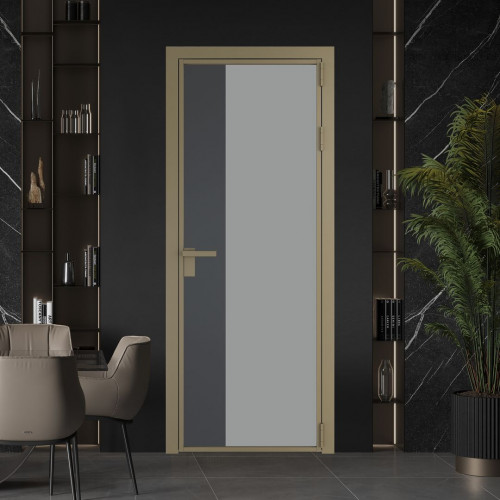 Межкомнатная дверь ProfilDoors 7 AG стекло Монохром серый триплекс цвет профиля Шампань вставка Графит