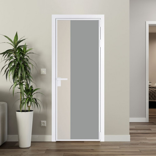 Межкомнатная дверь ProfilDoors 7 AG стекло Монохром серый триплекс цвет профиля Вайт вставка Кремовая Магнолия