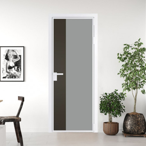 Межкомнатная дверь ProfilDoors 7 AG стекло Монохром серый триплекс цвет профиля Вайт вставка Перламутр бронза