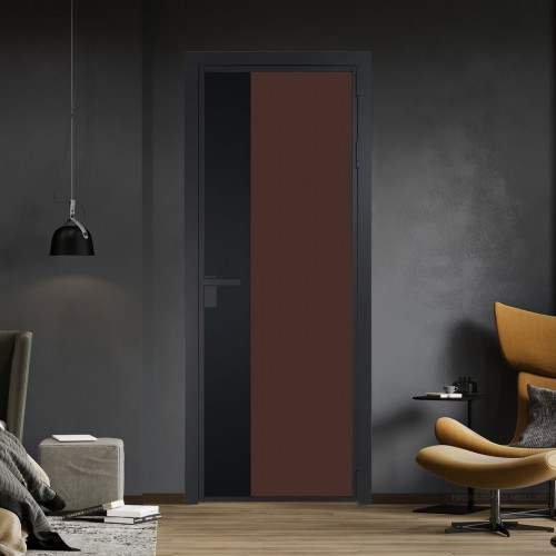 Межкомнатная дверь ProfilDoors 7 AG стекло Монохром шоколад триплекс цвет профиля Черный матовый вставка Блэк