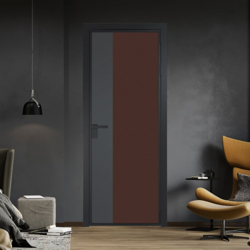 Межкомнатная дверь ProfilDoors 7 AG стекло Монохром шоколад триплекс цвет профиля Черный матовый вставка Графит