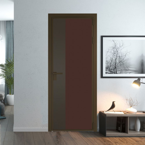 Межкомнатная дверь ProfilDoors 7 AG стекло Монохром шоколад триплекс цвет профиля Деорэ вставка Перламутр бронза