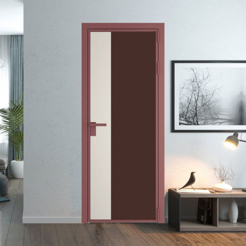 Межкомнатная дверь ProfilDoors 7 AG стекло Монохром шоколад триплекс цвет профиля Красный антрацит вставка Перламутр белый